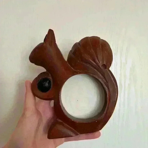 Vintage Wood Brown Squirrel Circle Picture Frame Home Decor Animal Cottagecore - Picture 10 of 10